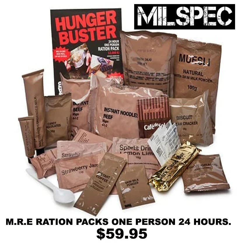 RECON Mil-Spec Ration Packs (MRE) Meals Ready To Eat