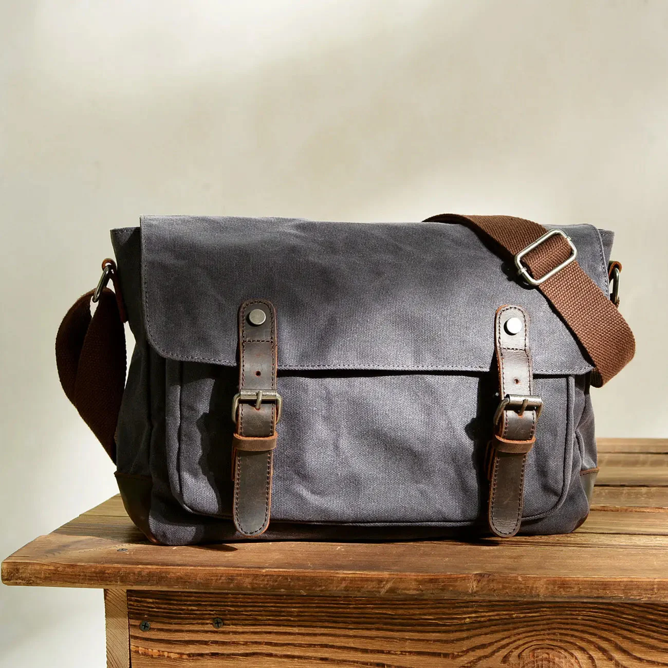 GS2 Waxed Leather Messenger Satchel Shoulder Bags vintage Retro Style - Image 10