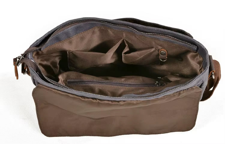 GS2 Waxed Leather Messenger Satchel Shoulder Bags vintage Retro Style - Image 13