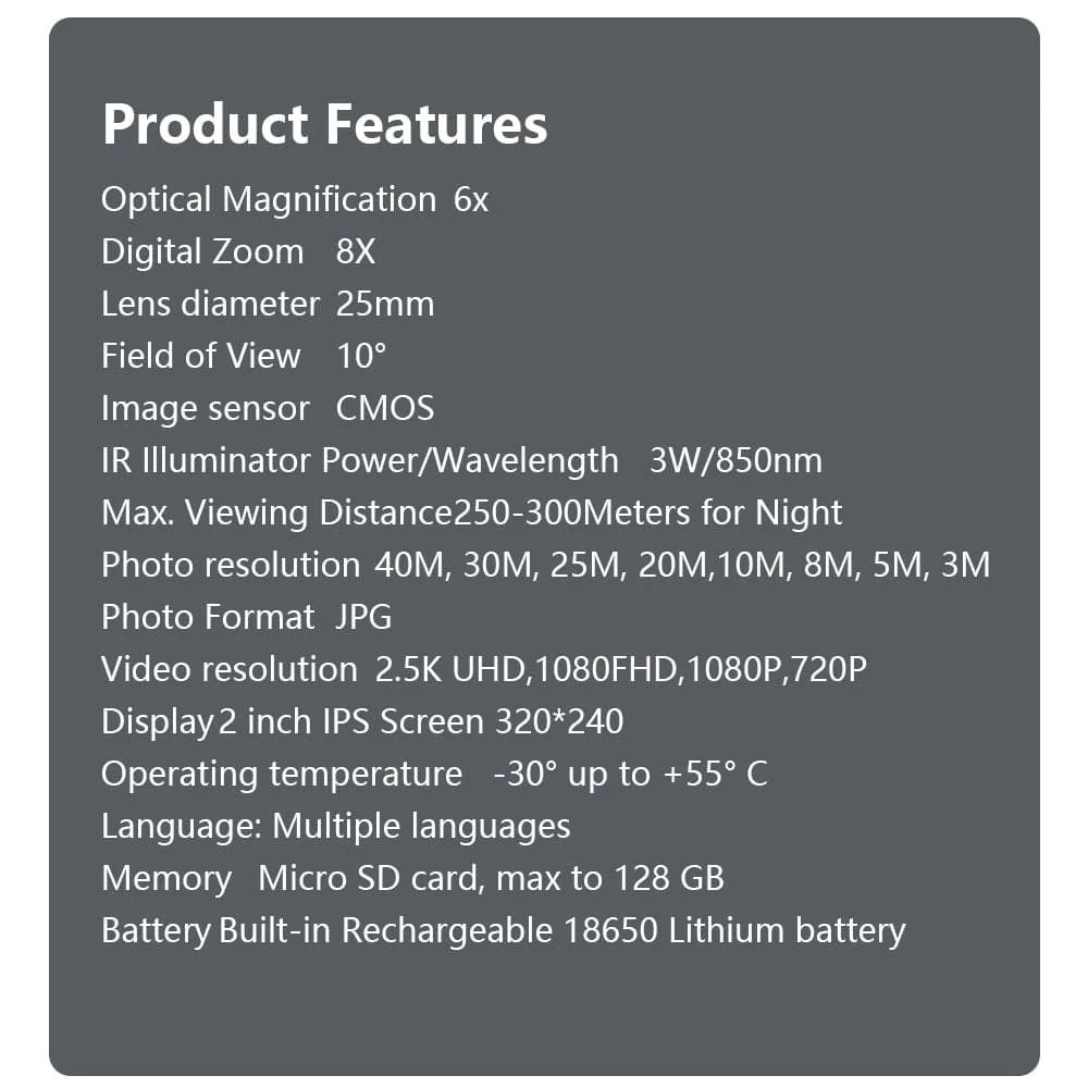 GS2U RECON DT190 Hand Held Digital Night Vision with photo and video modes - Image 19