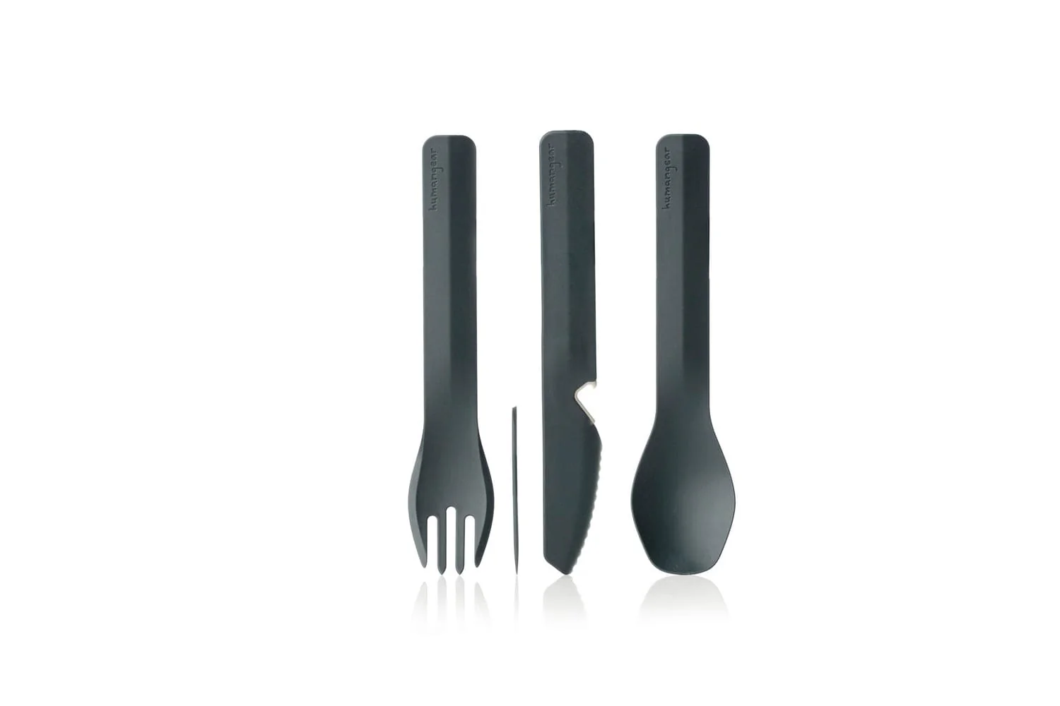 Humangear GO Bites Trio, Knife, Fork & Spoon- Travel Cutlery Set - Grey - Image 4