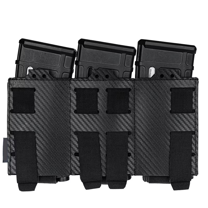 Laser Cut Carbon Fibre 5.56 Black Magazine MOLLE Pouches - Image 2