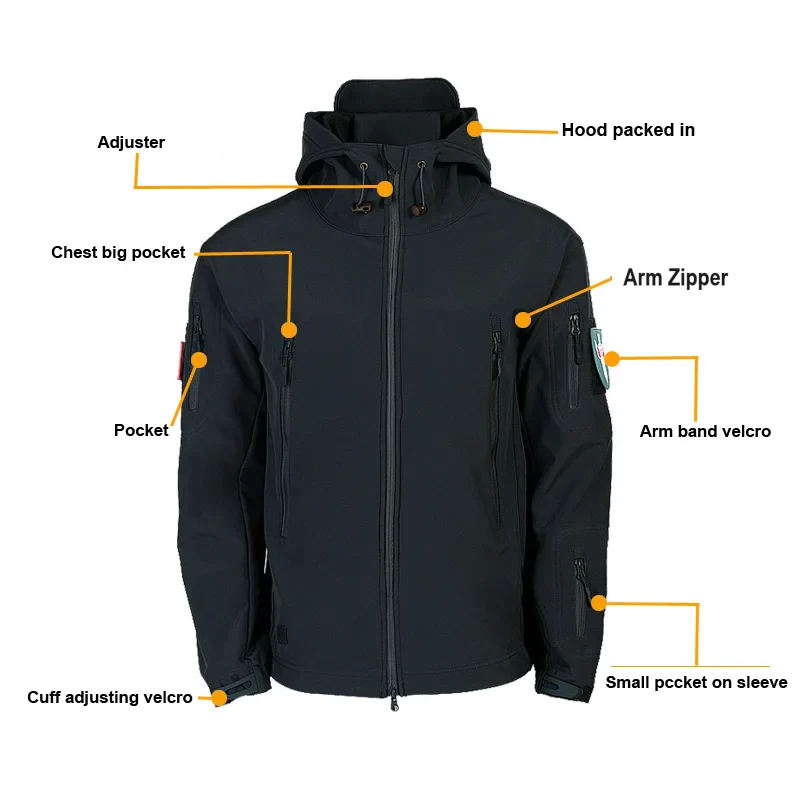 RECON GS2 M25 2.0 Tactical Soft Shell Shark Skin Jacket with Hood - Image 6