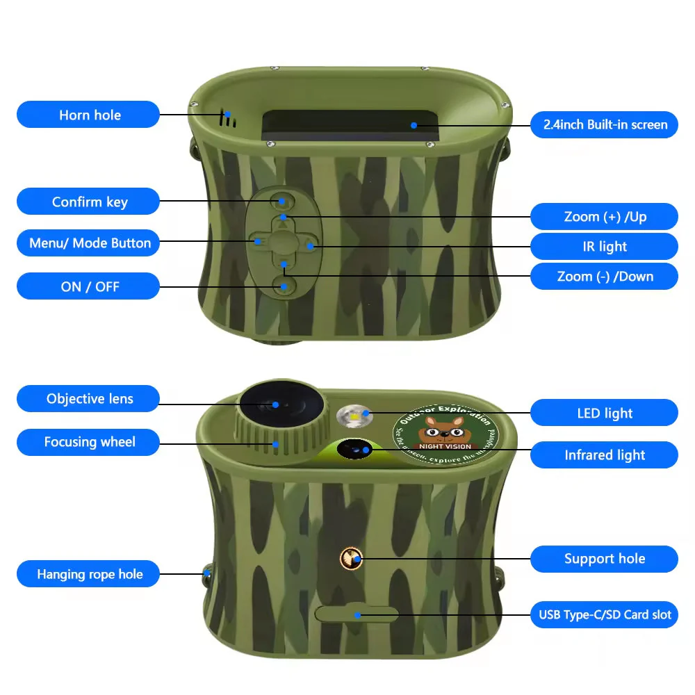 RECON GS2 DT150 Kids 1st Night Vision Binoculars with 2.4 inch Display 8X Zoom and 5W Tactical Infra-red feature - Image 8