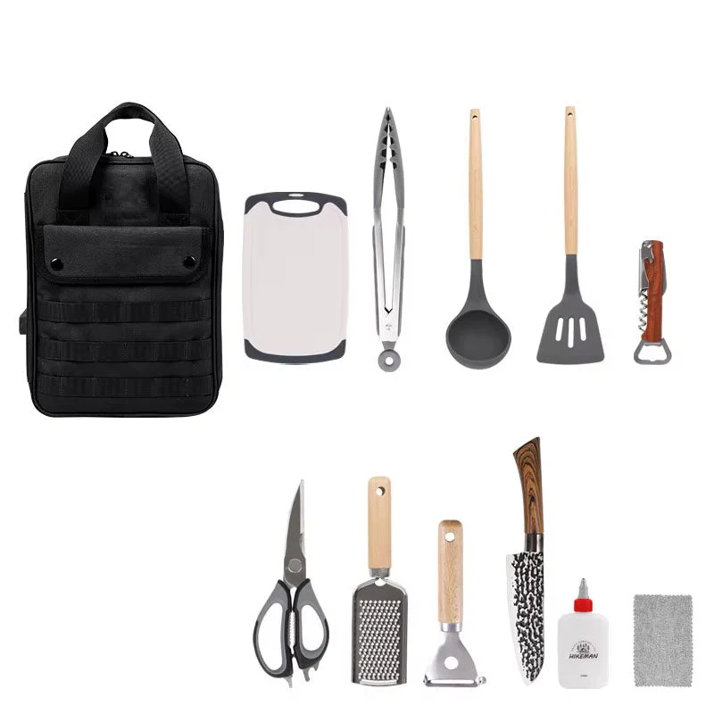RECON GS2 12Pc vintage style Outdoor Cooking utensil set with HD military style Bag - Image 2