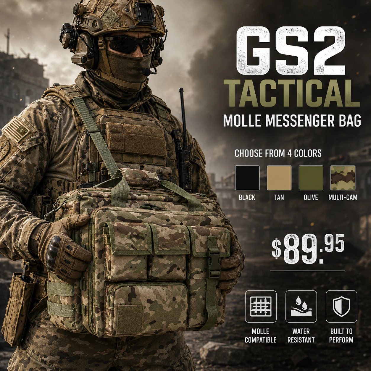 RECON GS2 / A025 25L Tactical Multi Functional MOLLE Briefcase/Messenger Bag - Image 17