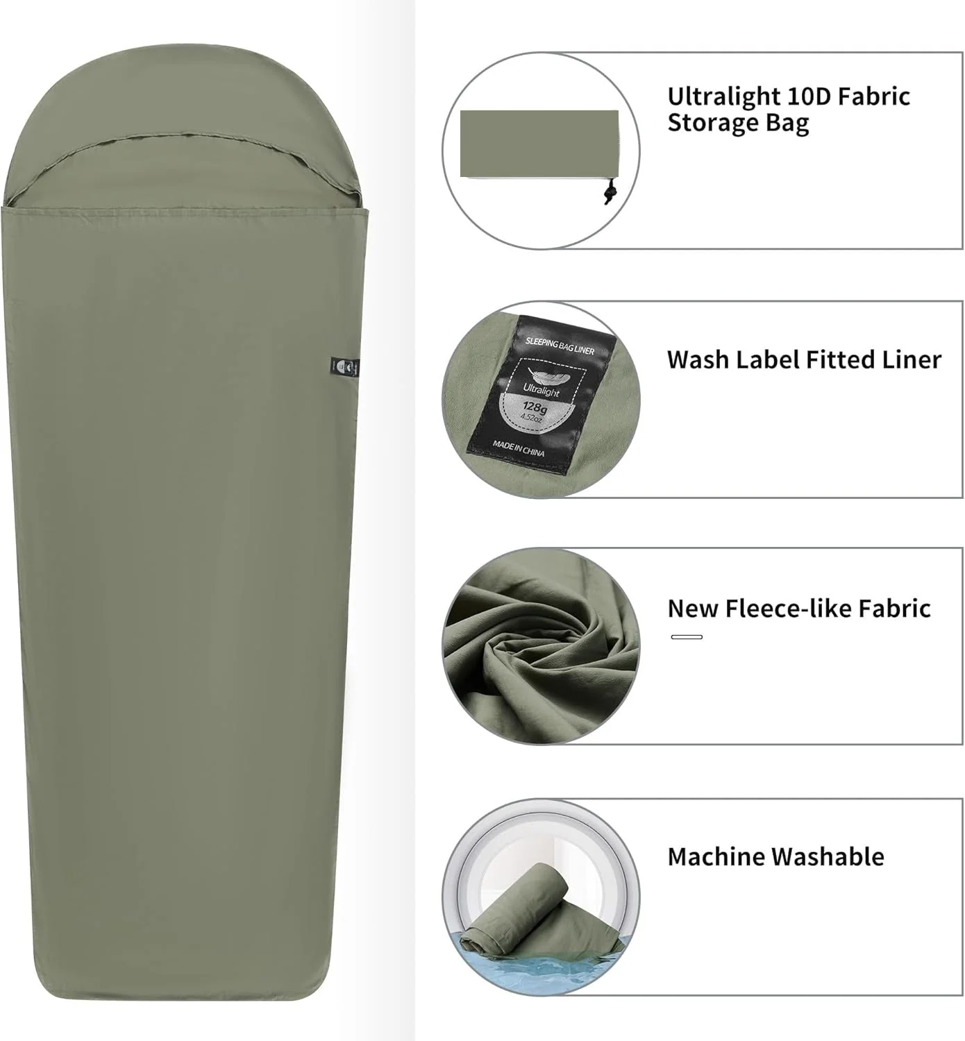 RECON GS2 Anti Bacterial super Ultra Light Sleeping Bag Liner - Image 3