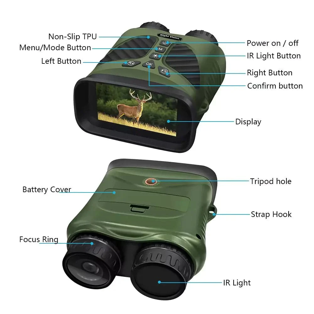 RECON GS2 DT390 Digital IR Night Vision binoculars 8X Digital Zoom with 3'' Screen Day & Night Function - Image 5