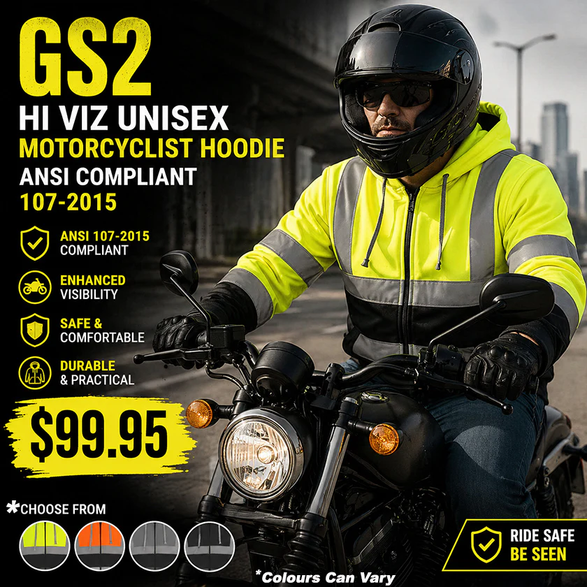 RECON GS2 Hi Viz Unisex Motorcyclist Hoodie ANSI Compliant 107-2015 - Image 5