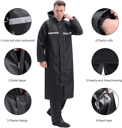 RECON GS2 Long water Proof Rain Coat with Hood - Image 2
