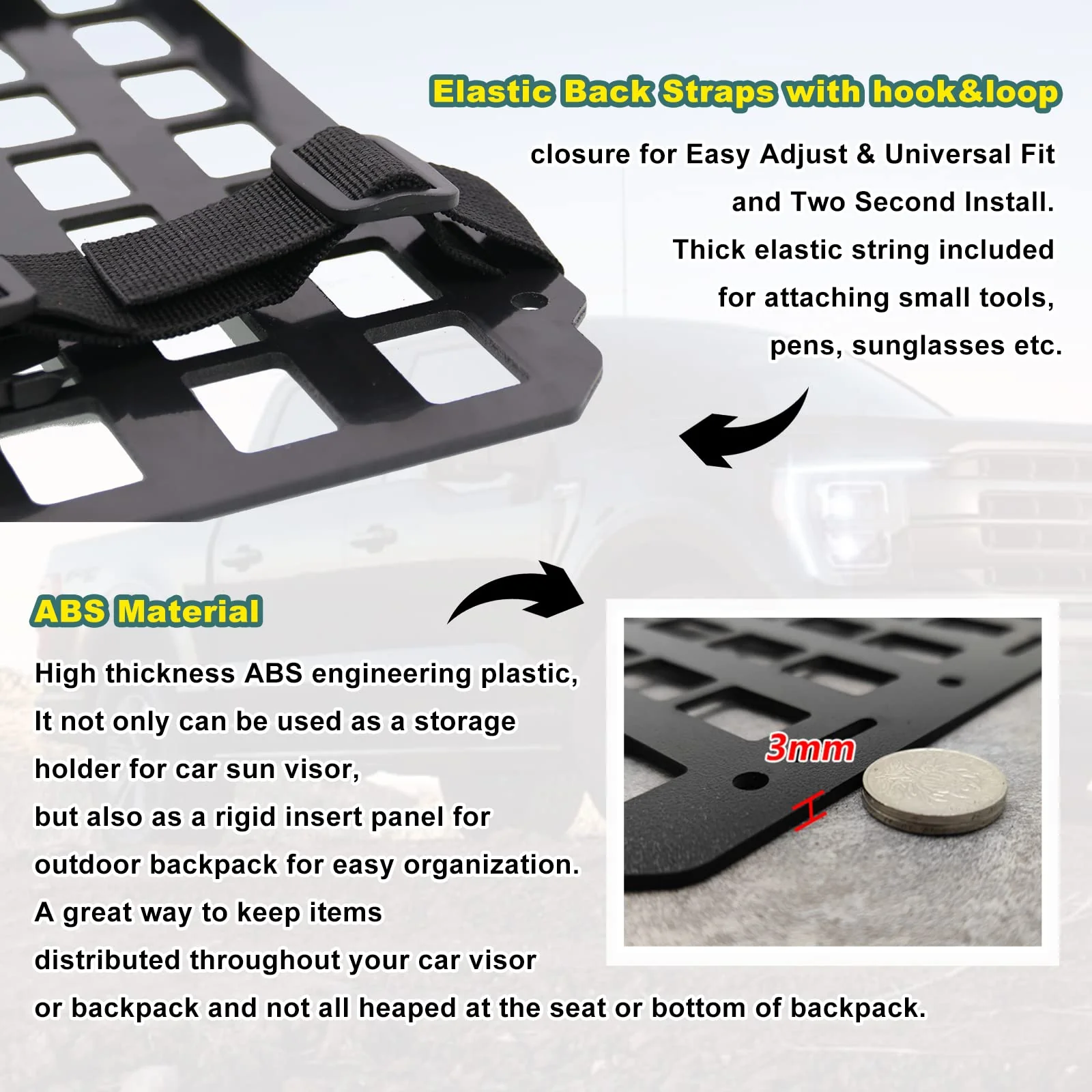 RECON GS2 Military Type MOLLE Seat & Headrest Organizer Panel Platforms Set For Cars, Trucks, Fwd. - Image 9