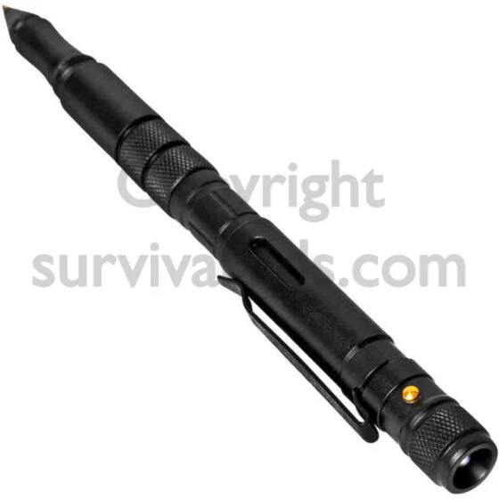 RECON GS2U P08 Black Tactical Pen Tungsten Steel Window Breaking & Self-Defence Pen with LED Light - Image 3