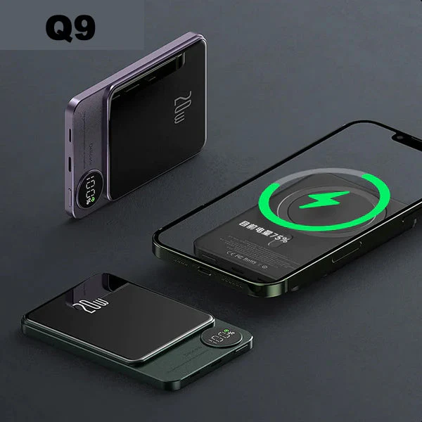 RECON GS2U Q9  Mini Portable Power bank Ultra Slim Version10000mah Magnetic Wireless Charging  with Led Display - Image 9