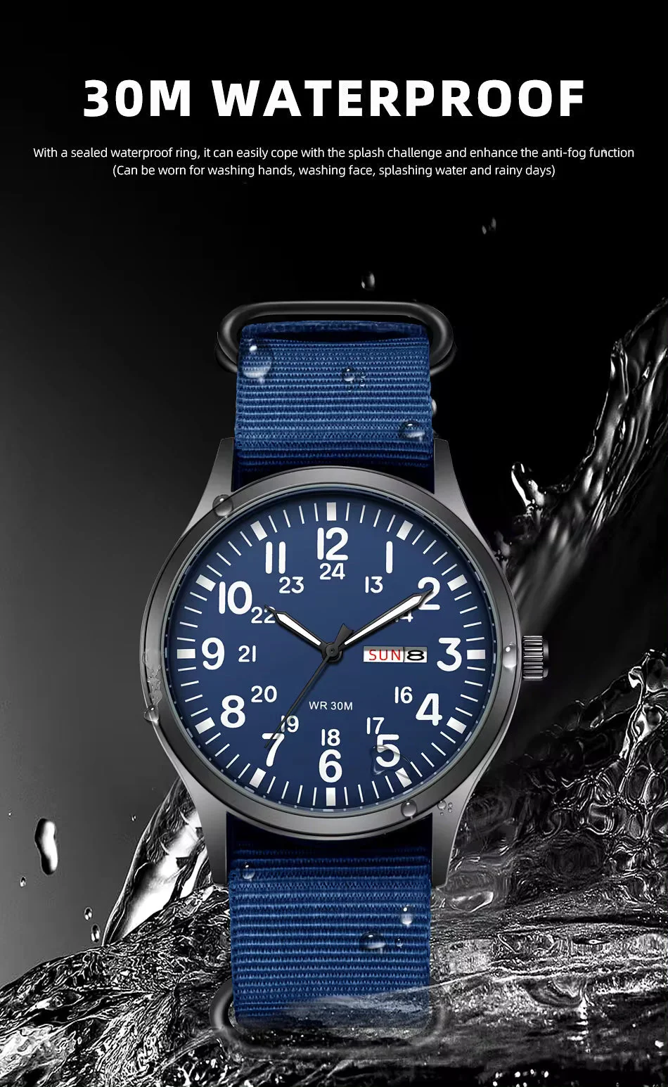 RECON GS2 Slimline Stainless Steel Military Watch - Day and Date Function including  NATO Watch Band - Image 11