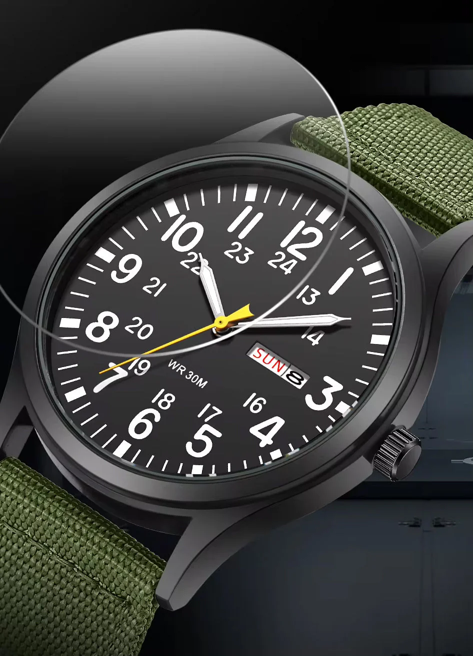 RECON GS2 Slimline Stainless Steel Military Watch - Day and Date Function including  NATO Watch Band - Image 12