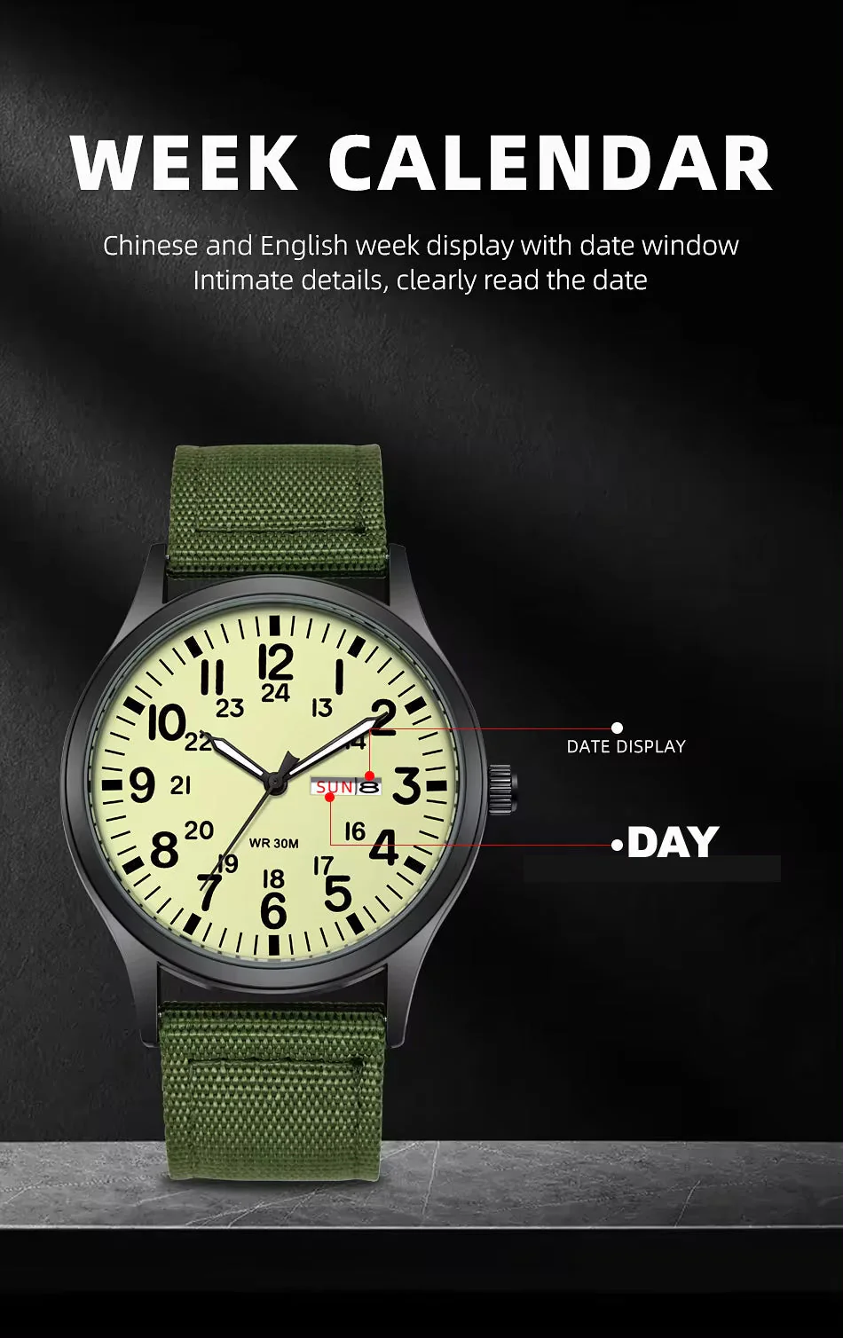 RECON GS2 Slimline Stainless Steel Military Watch - Day and Date Function including  NATO Watch Band - Image 13