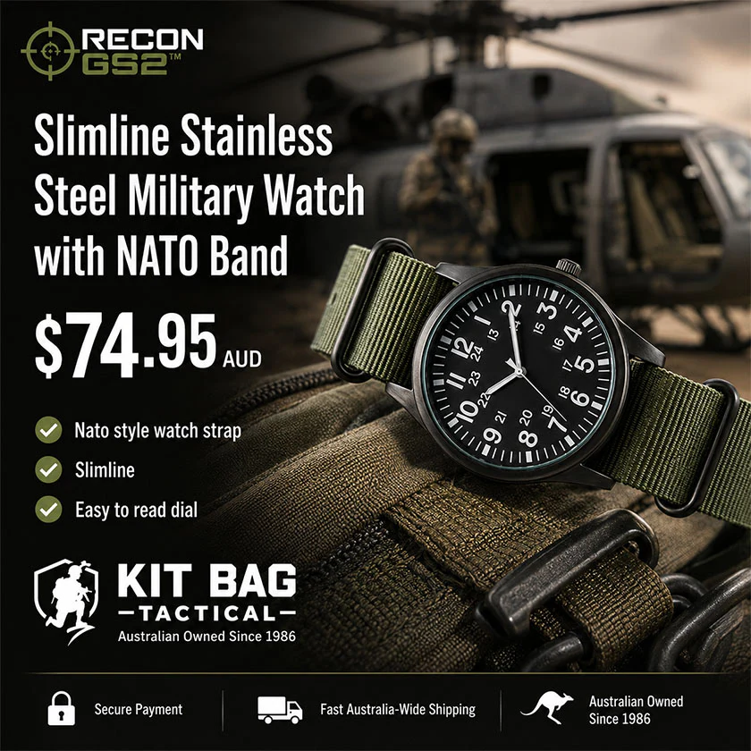 RECON GS2 Slimline Stainless Steel Military Watch with NATO Band - Image 11