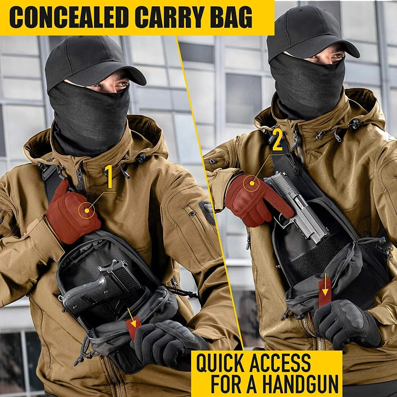 RECON GS2 Tactical Covert Concealed Pistol holder crossbody sling bag - Image 6