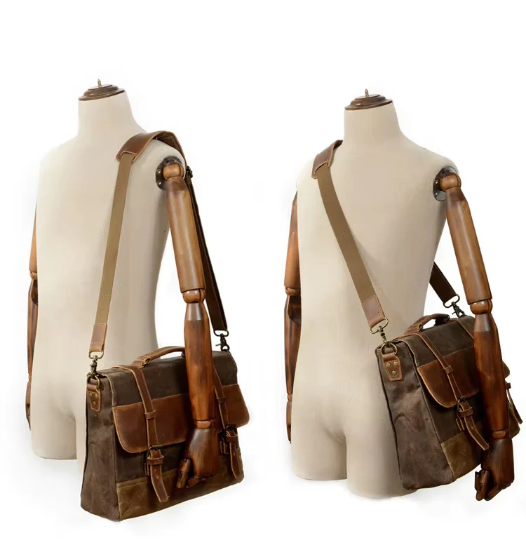 RECON GS2 TravelMate Waxed oil canvas leather Briefcase- unisex - Image 5