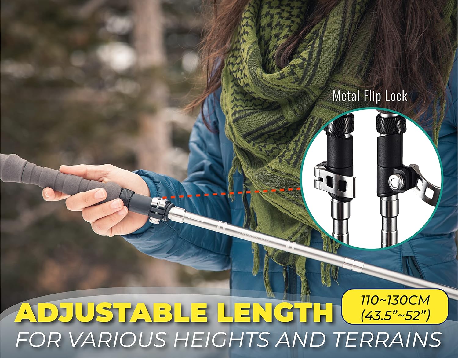 RECON GS2 Ultra Light  Compact Telescopic Cross Country Trekking/Walking Poles - Image 5