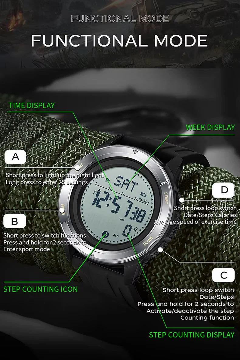 RECON GS2 ALPS Digital Outdoor Compass Stopwatch Alarm Clock Date Smart watch - Image 14