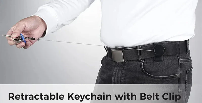 RECON GS2S Retractable 10 Key Tool Reel Holder Steel wire 360 degree rotating Belt Clip Chain Heavy Duty Split Ring - Image 10