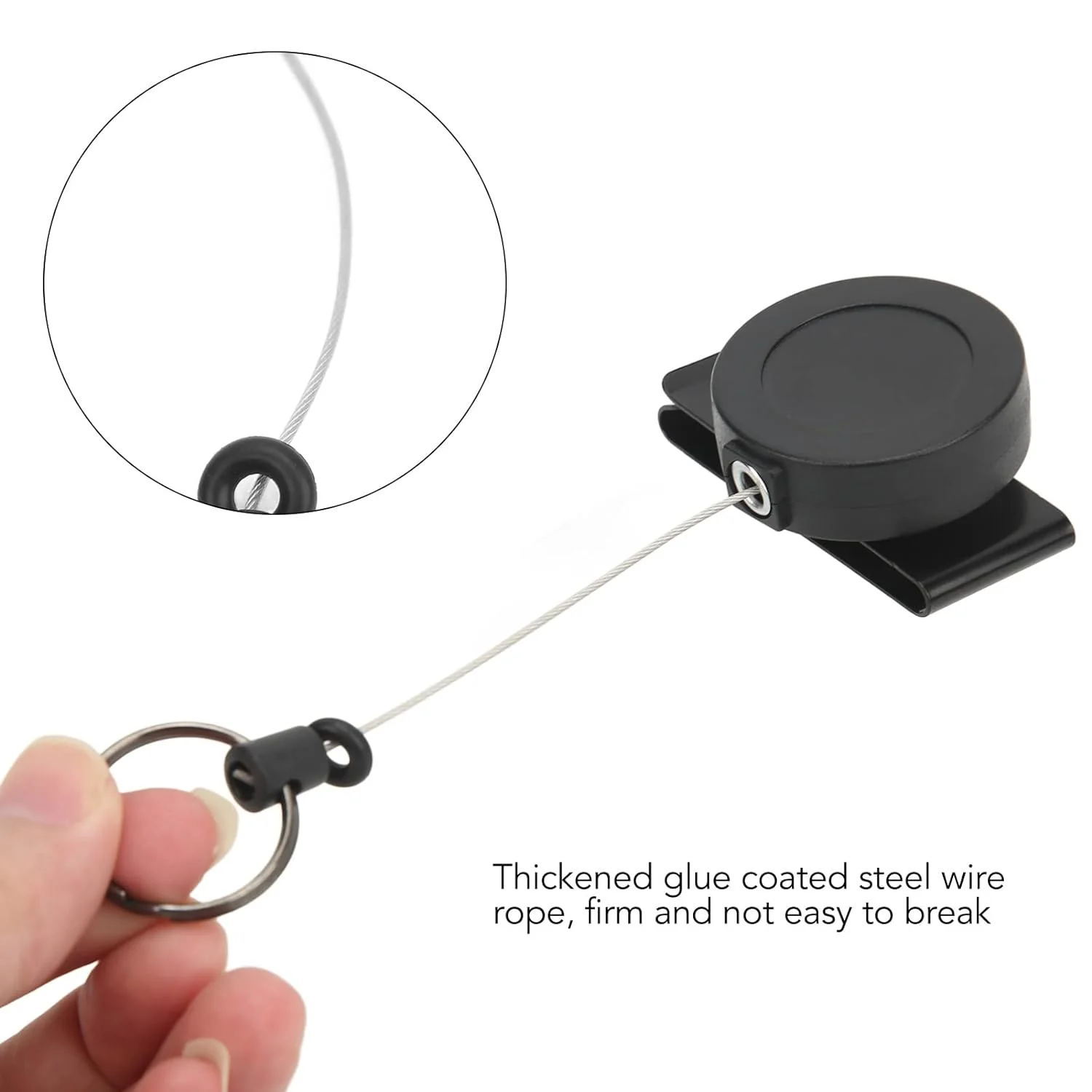 RECON GS2S Retractable 10 Key Tool Reel Holder Steel wire 360 degree rotating Belt Clip Chain Heavy Duty Split Ring - Image 7