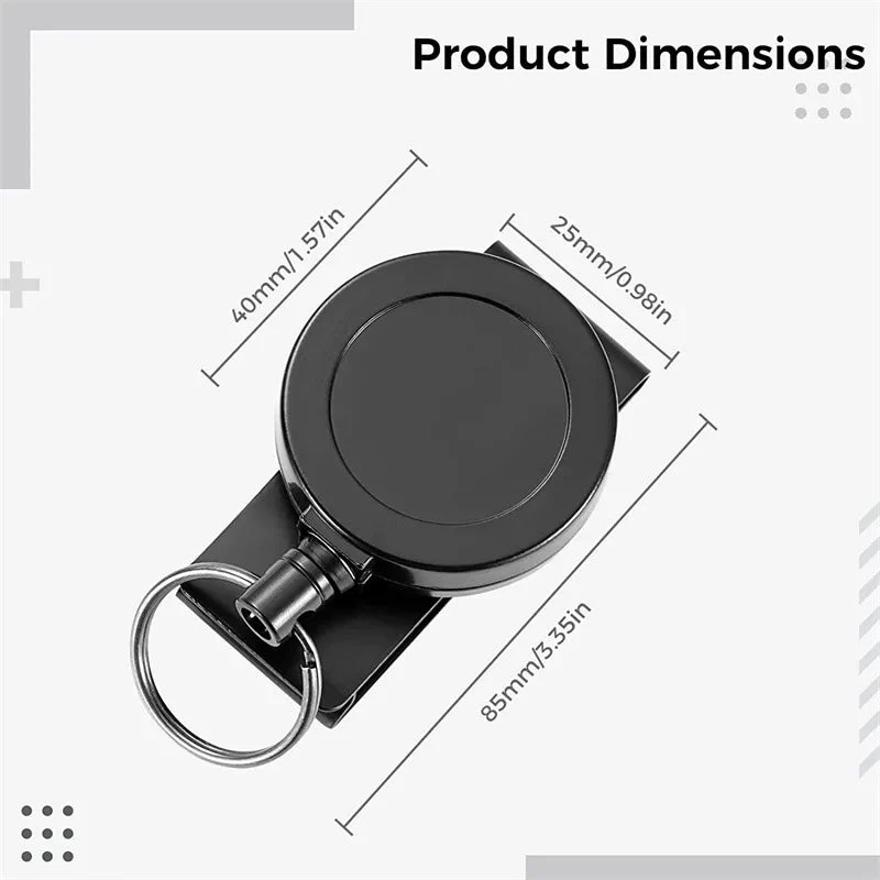 RECON GS2S Retractable 10 Key Tool Reel Holder Steel wire 360 degree rotating Belt Clip Chain Heavy Duty Split Ring - Image 9