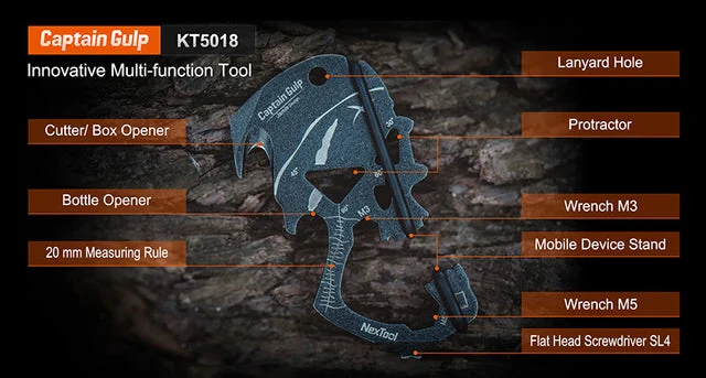 RECON GS2U NexTool Multi Function EDC Keychain Skull Captain Gulp Box Opener Credit Card Multi Tool - Image 5