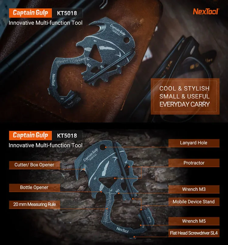 RECON GS2U NexTool Multi Function EDC Keychain Skull Captain Gulp Box Opener Credit Card Multi Tool - Image 6