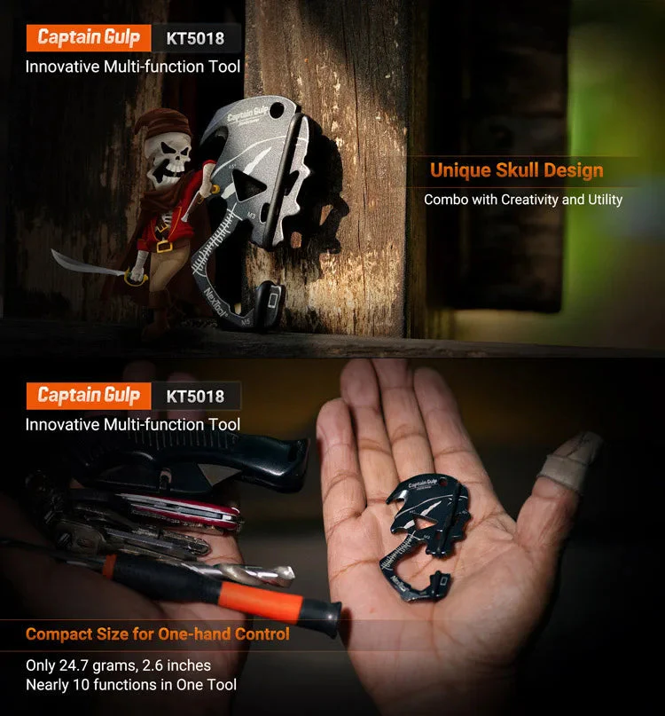 RECON GS2U NexTool Multi Function EDC Keychain Skull Captain Gulp Box Opener Credit Card Multi Tool - Image 7