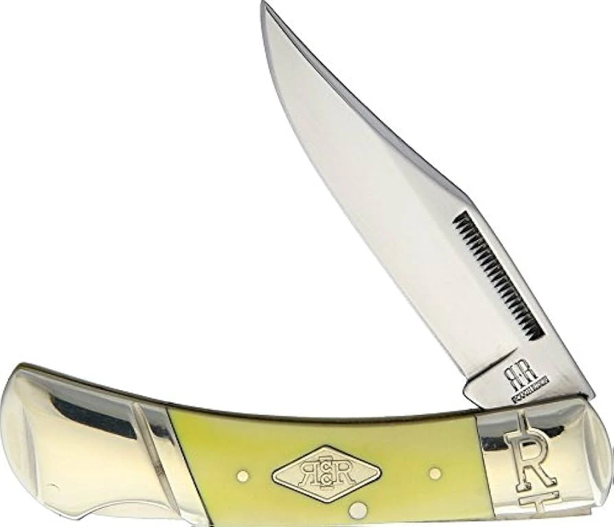 Rough Ryder RR1738 – Classic Carbon Series Folding Pocket Knife (classic yellow & Brass)
