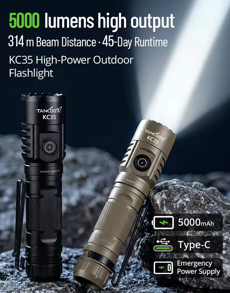RECON GS2  TANK007 5000 Lumens Compact Tactical Rechargeable LED Flashlight - Image 2