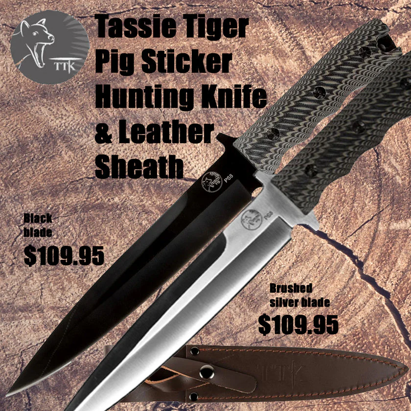 Tassie Tiger (Pig)  Hunting Knife & Leather Sheath - Image 3
