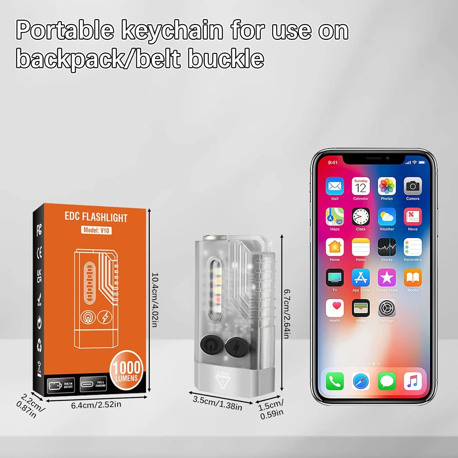 RECON GS2 V10 Small Powerful Keychain Flashlight With 365nm UV Red Green Blue Light,High Lumens 1000 LM USB C Rechargeable Mini Pocket LED Flashlight - Image 10