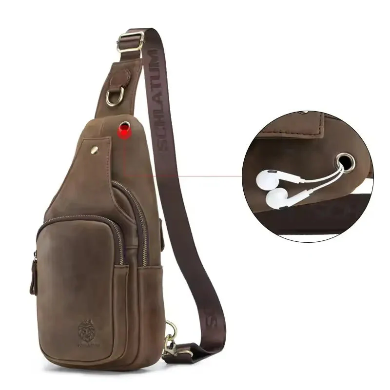 Vintage Retro Leather Crossbody 6L Multifunctional Bag - Image 4