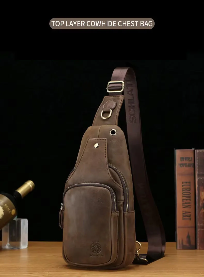 Vintage Retro Leather Crossbody 6L Multifunctional Bag - Image 6