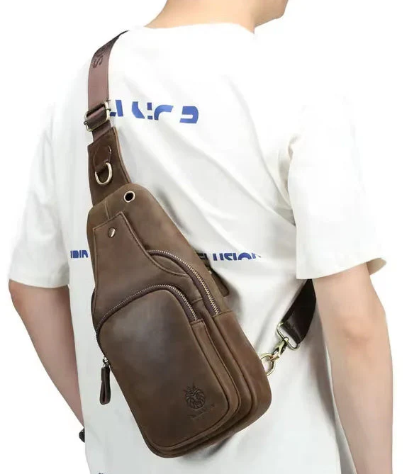 Vintage Retro Leather Crossbody 6L Multifunctional Bag - Image 7