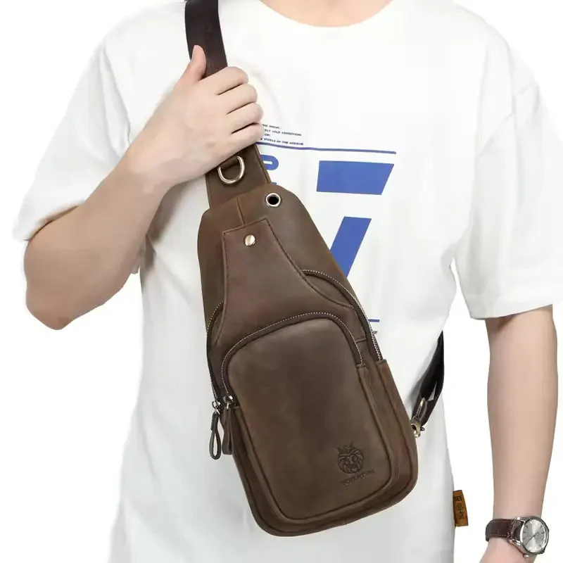 Vintage Retro Leather Crossbody 6L Multifunctional Bag - Image 8