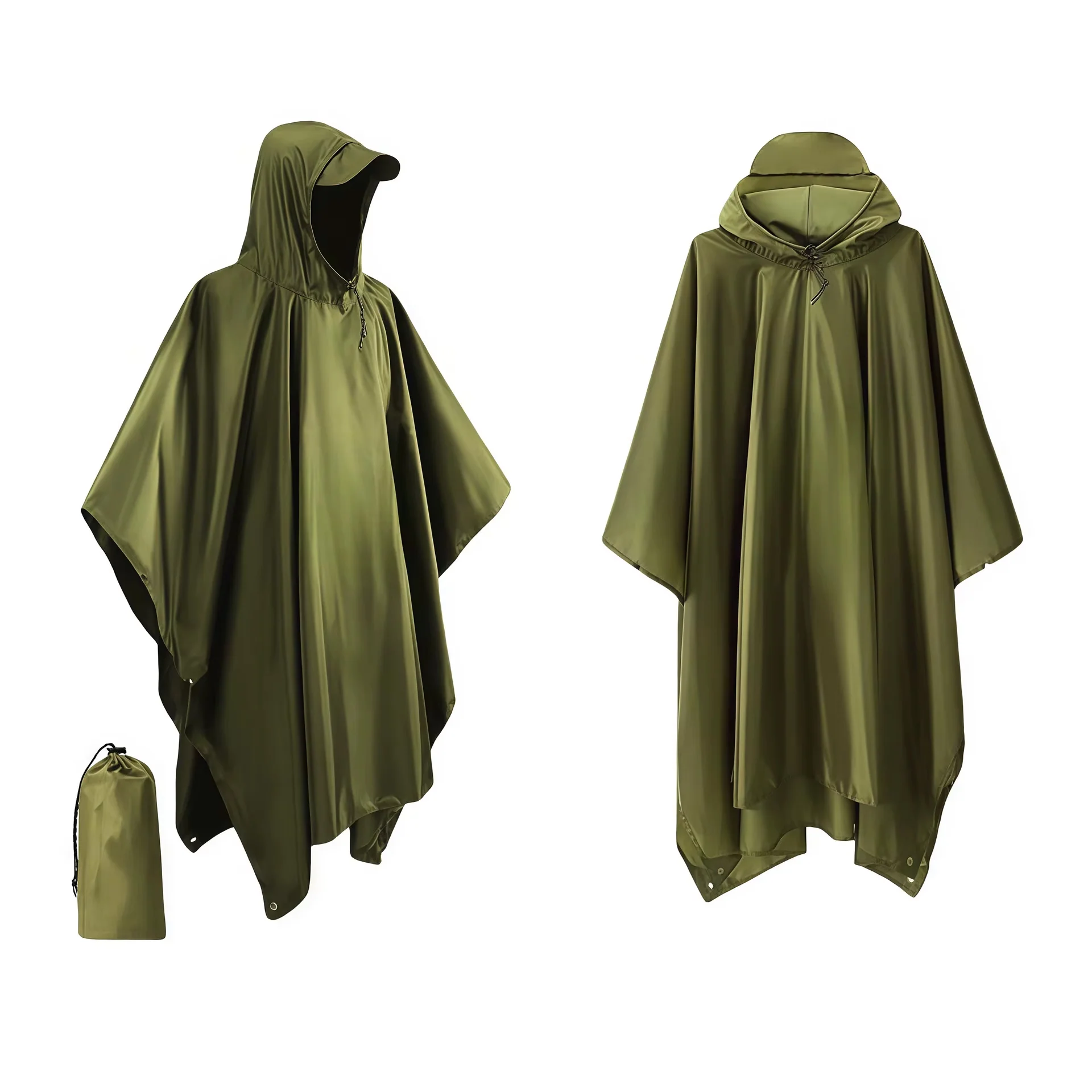 Waterproof Olive Vinyl Emergency Ponchos - Economy or deluxe - Image 4