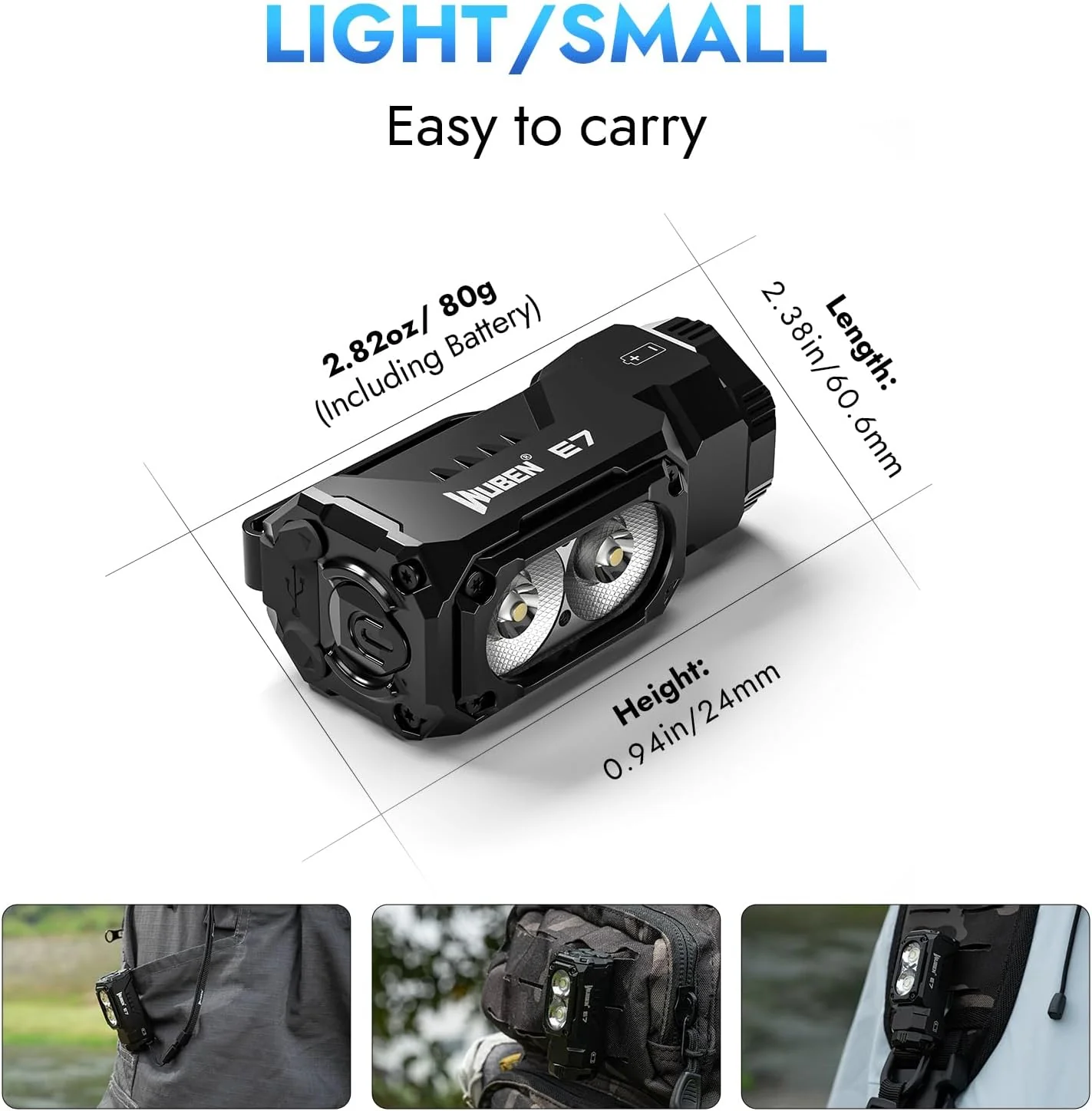 Genuine WUBEN E7 EDC Flashlight, 1800 Rechargeable Lumens Mini Flashlight, Super Bright Small Flashlight, 6 Modes IP68 - Image 5